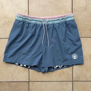 Chubbies Swim Trunks Mens Large Blue The Gravel Roads Lined 4" Zip Pocket Beach